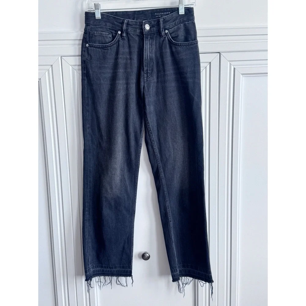 ALLSAINTS‎ Ava Black Jeans Cropped Raw Hem
